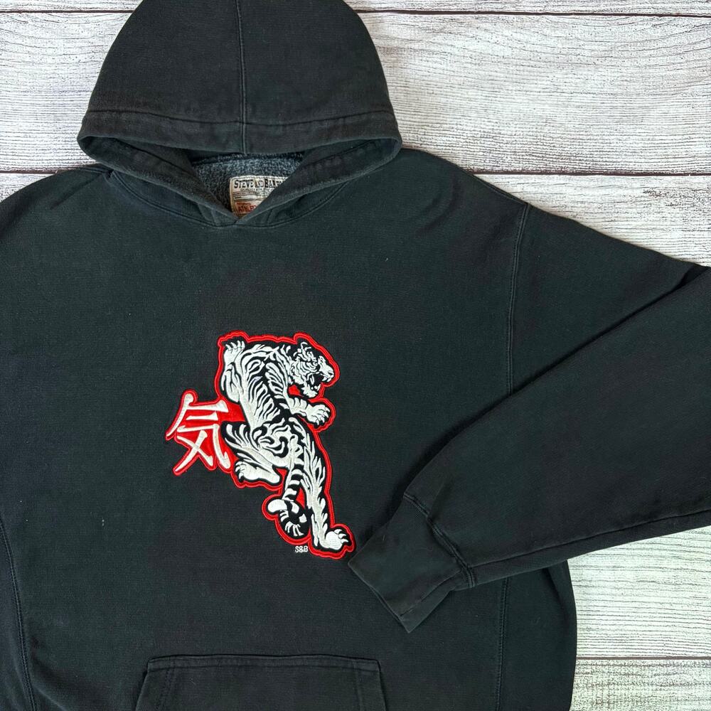 Vintage Y2k Steve & Barry's Tiger Embroidered Reverse Weave Crewneck